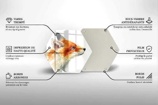 Chopping board glass Painted fox