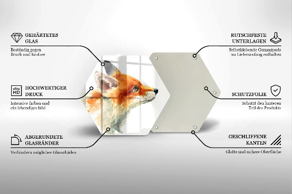 Chopping board glass Painted fox