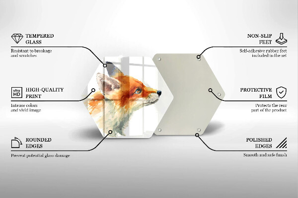 Chopping board glass Painted fox