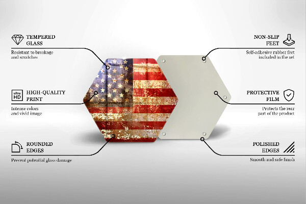 Chopping board glass USA Flag of America