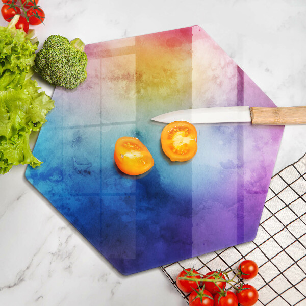 Chopping board glass Rainbow watercolor spots