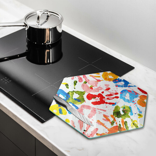 Chopping board glass Traces of children's hands