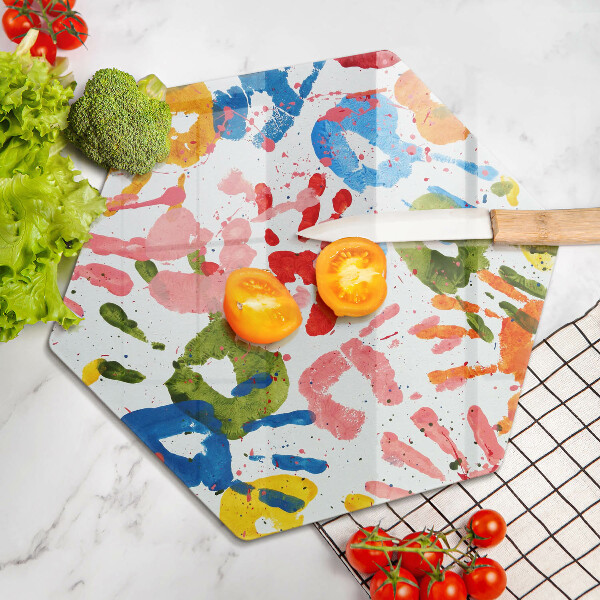 Chopping board glass Traces of children's hands