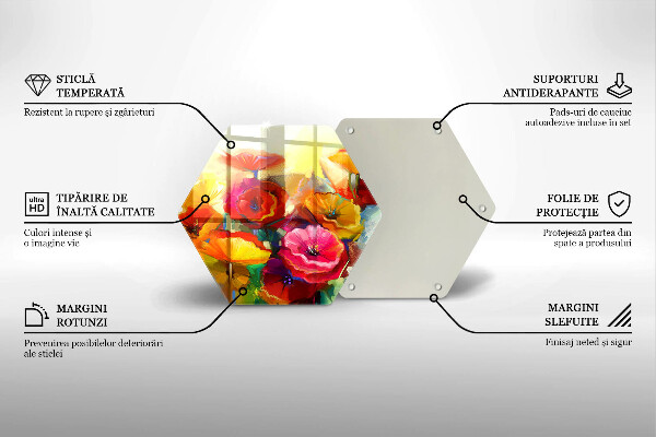 Chopping board glass Painted colorful flowers