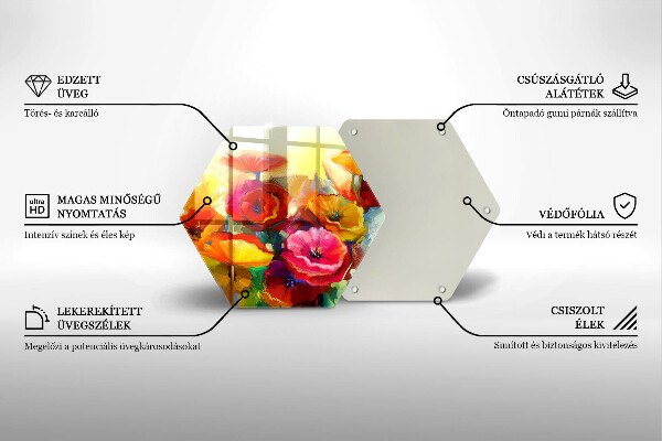 Chopping board glass Painted colorful flowers