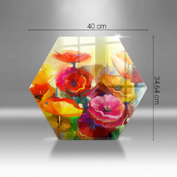 Chopping board glass Painted colorful flowers