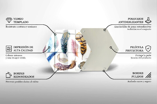 Chopping board glass Colorful bird feathers