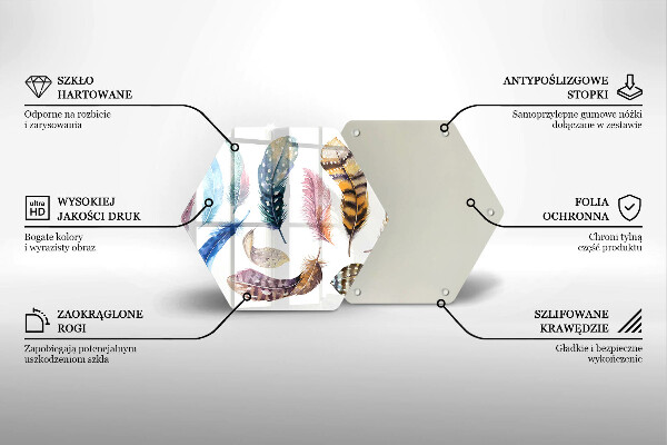 Chopping board glass Colorful bird feathers