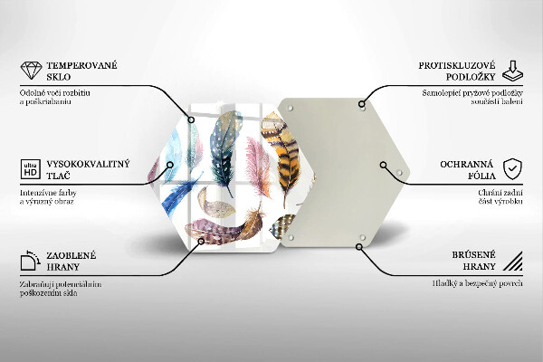 Chopping board glass Colorful bird feathers