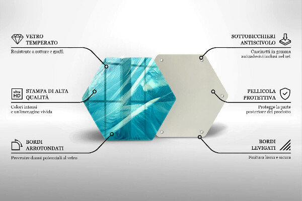 Chopping board glass Delicate feathers