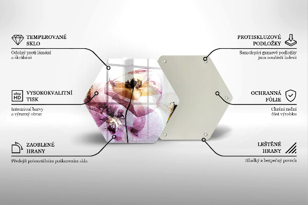 Chopping board glass Delicate flowers