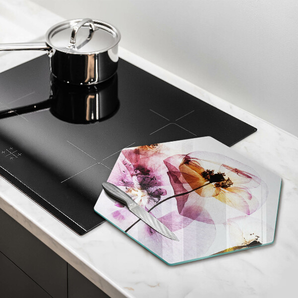 Chopping board glass Delicate flowers