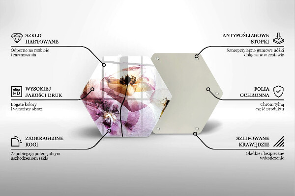 Chopping board glass Delicate flowers