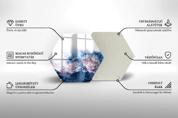 Chopping board glass Abstraction painted mountains