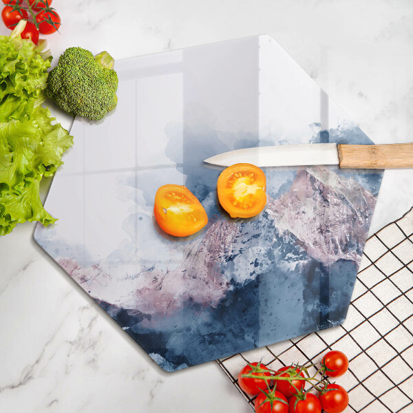 Chopping board glass Abstraction painted mountains