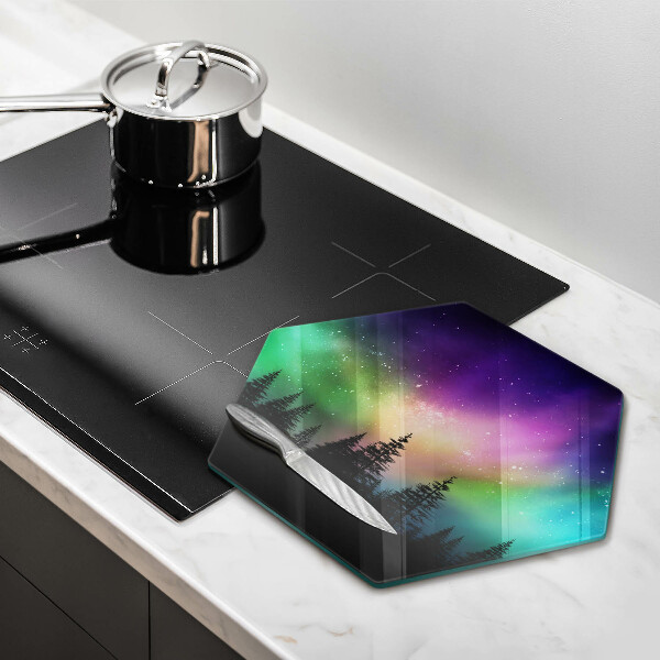 Chopping board glass Aurora polar and forest