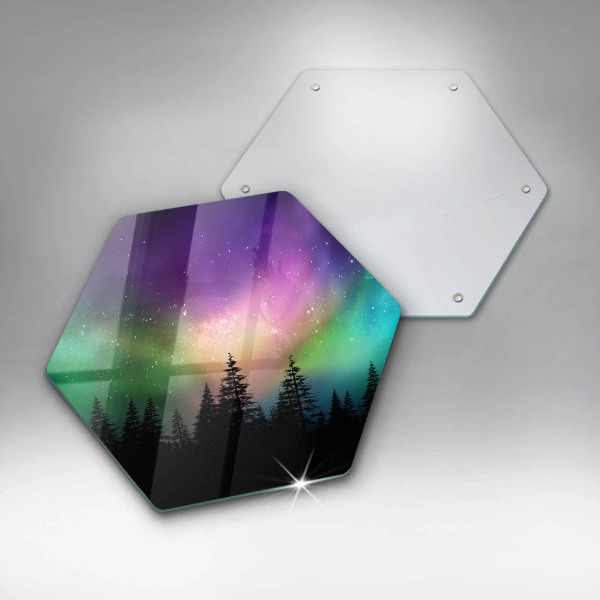 Chopping board glass Aurora polar and forest