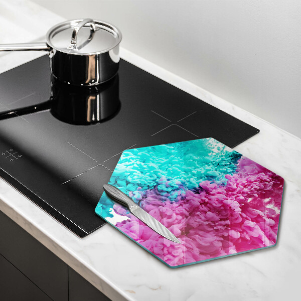 Chopping board glass Turkos-pink smoke