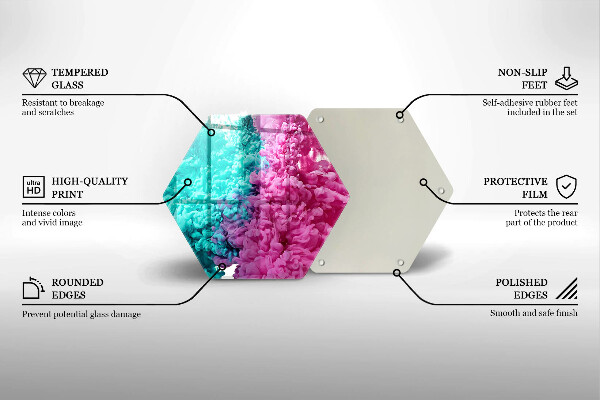 Chopping board glass Turkos-pink smoke