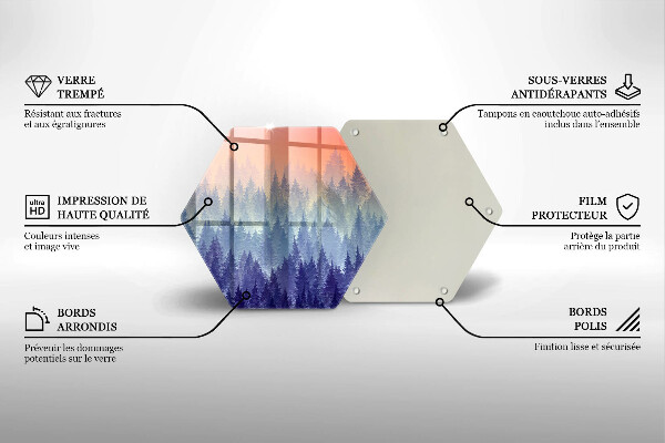 Chopping board glass Forest at sunset