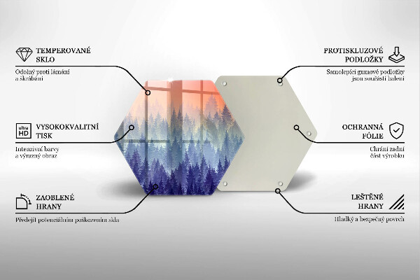 Chopping board glass Forest at sunset
