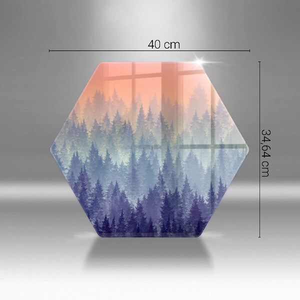 Chopping board glass Forest at sunset