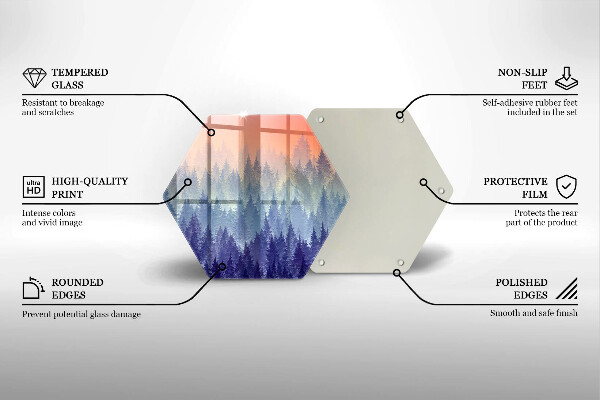 Chopping board glass Forest at sunset