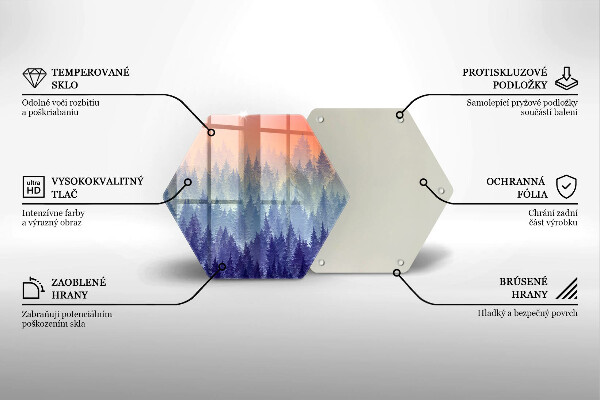Chopping board glass Forest at sunset