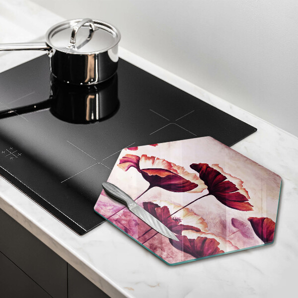 Chopping board glass Painting flowers