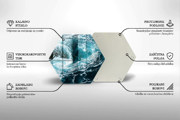 Chopping board glass Foamed water waves