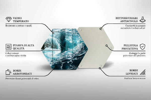 Chopping board glass Foamed water waves