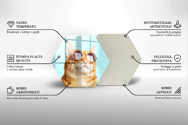 Chopping board glass Rudy Cat with glasses