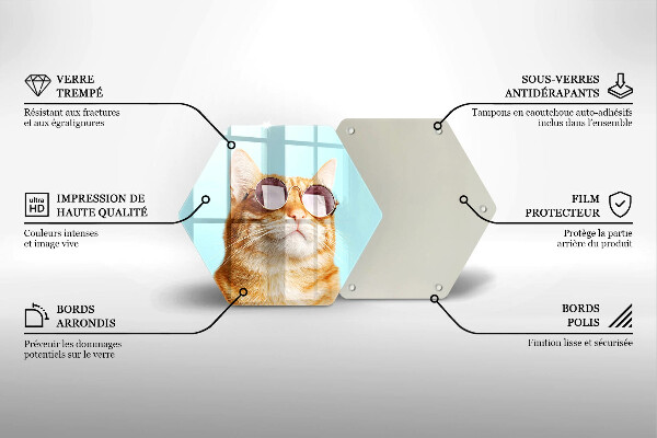 Chopping board glass Rudy Cat with glasses