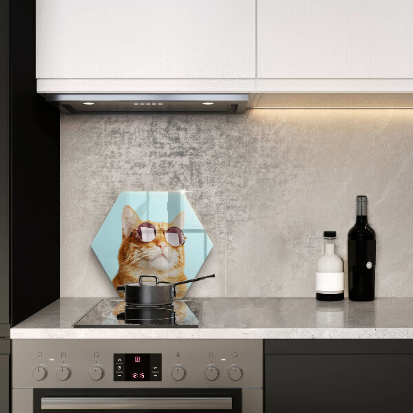 Chopping board glass Rudy Cat with glasses