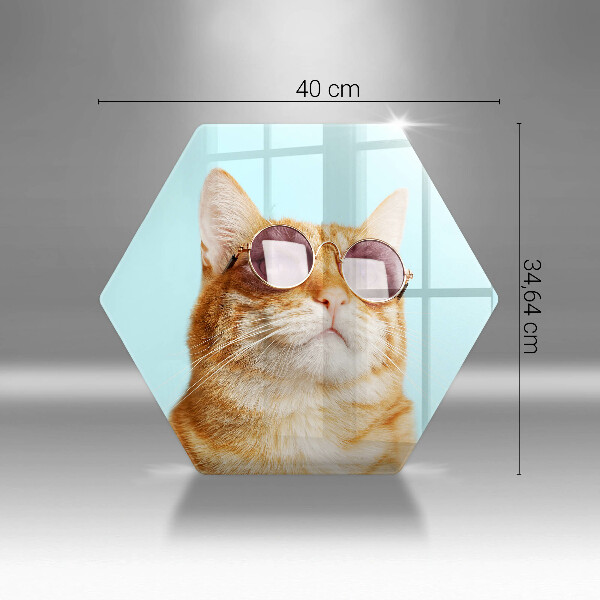 Chopping board glass Rudy Cat with glasses