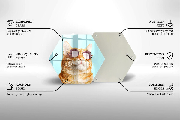 Chopping board glass Rudy Cat with glasses