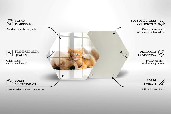 Chopping board glass Animals dog and cat