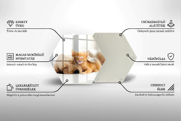 Chopping board glass Animals dog and cat