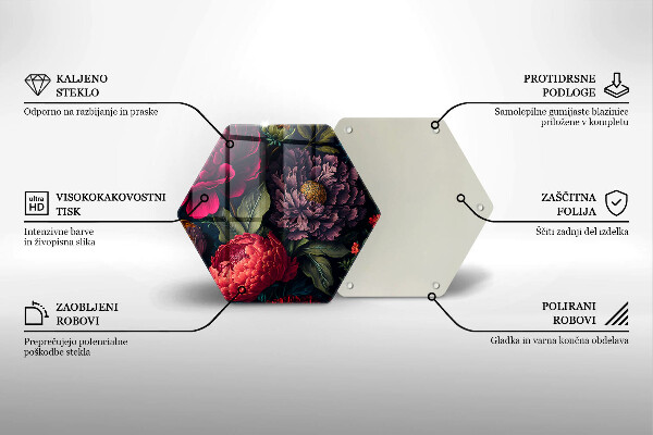 Chopping board glass Beautiful flowers