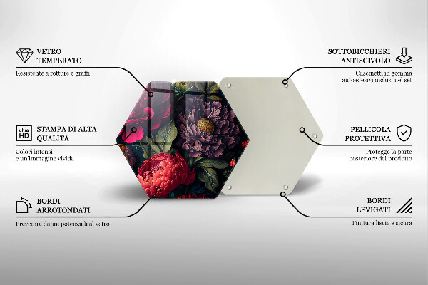 Chopping board glass Beautiful flowers