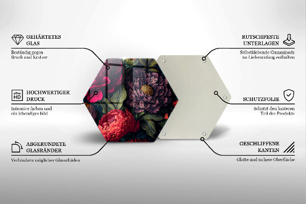 Chopping board glass Beautiful flowers