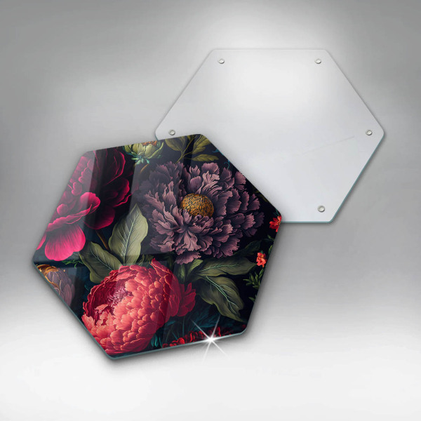 Chopping board glass Beautiful flowers