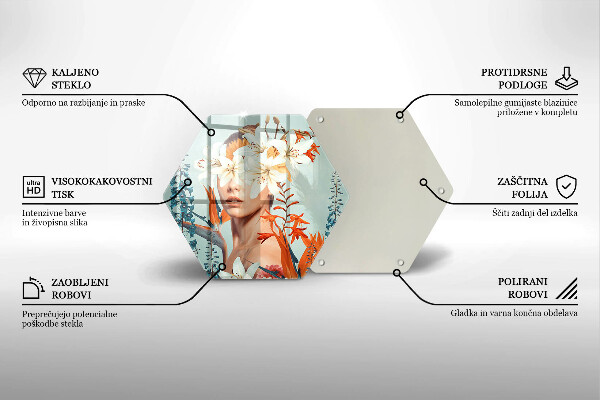 Chopping board glass A woman in flowers