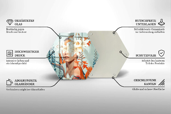 Chopping board glass A woman in flowers