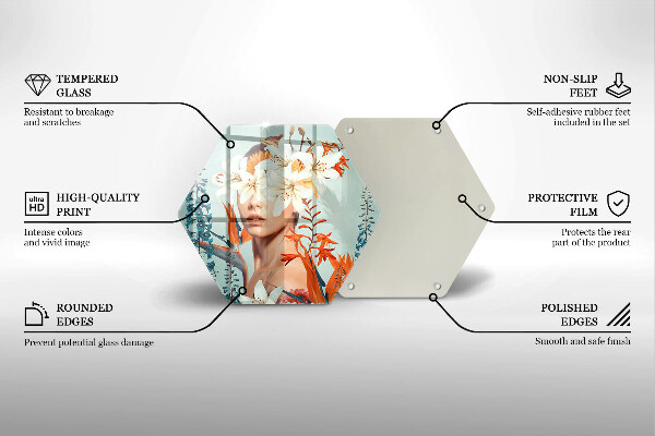 Chopping board glass A woman in flowers