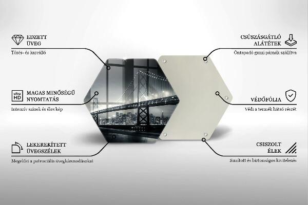 Glass chopping board Benjamin Franklin bridge