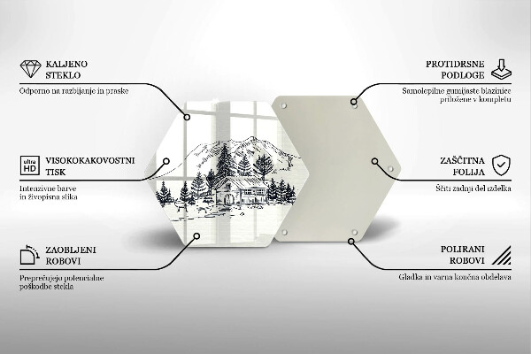 Cutting board Drawing a house in the mountains