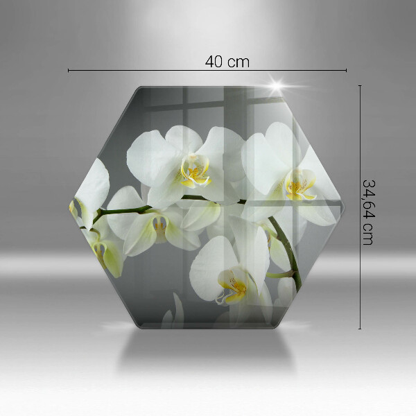 Chopping board White orchid flowers