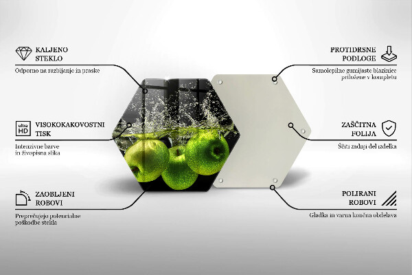 Kitchen worktop protector Green apples and water