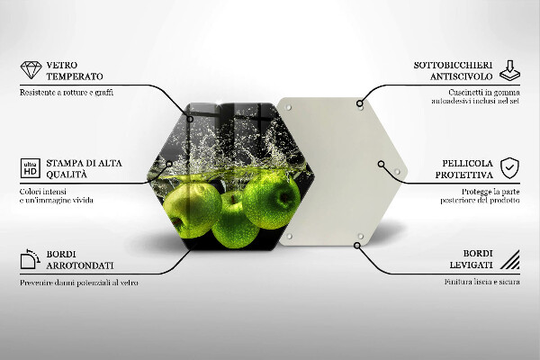 Kitchen worktop protector Green apples and water